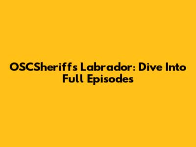 OSCSheriffs' Labrador: Dive Into Full Episodes