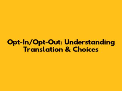 Opt-In/Opt-Out: Understanding Translation & Choices