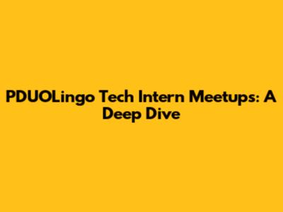 PDUOLingo Tech Intern Meetups: A Deep Dive