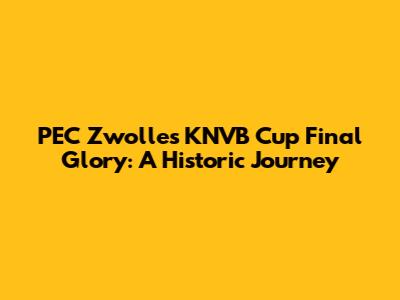 PEC Zwolle's KNVB Cup Final Glory: A Historic Journey