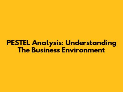 PESTEL Analysis: Understanding The Business Environment