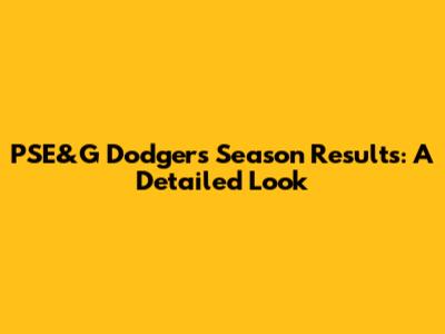 PSE&G Dodgers Season Results: A Detailed Look