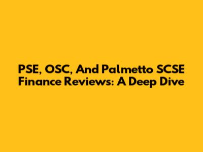PSE, OSC, And Palmetto SCSE Finance Reviews: A Deep Dive