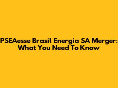 PSEAesse Brasil Energia SA Merger: What You Need To Know