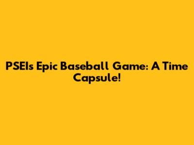PSEI's Epic Baseball Game: A Time Capsule!