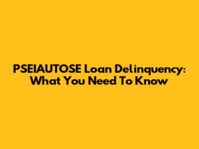 PSEIAUTOSE Loan Delinquency: What You Need To Know