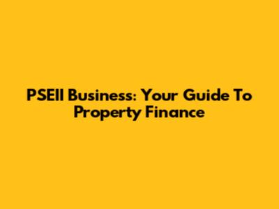 PSEII Business: Your Guide To Property Finance