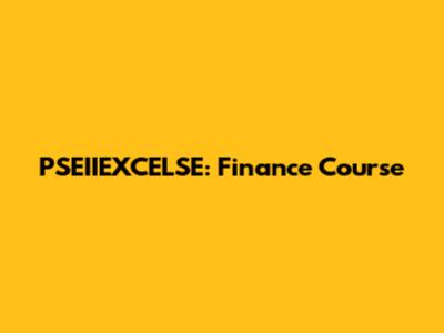 PSEIIEXCELSE: Finance Course