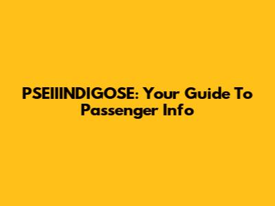 PSEIIINDIGOSE: Your Guide To Passenger Info