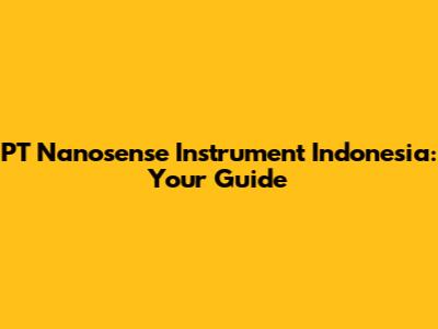 PT Nanosense Instrument Indonesia: Your Guide