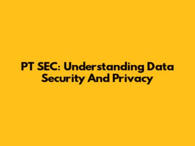 PT SEC: Understanding Data Security And Privacy
