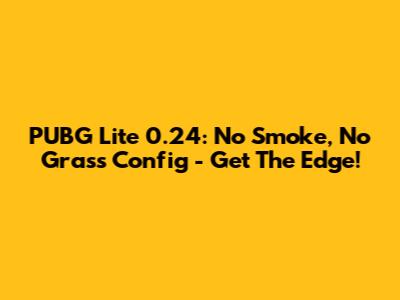 PUBG Lite 0.24: No Smoke, No Grass Config - Get The Edge!