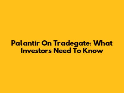 Palantir On Tradegate: What Investors Need To Know