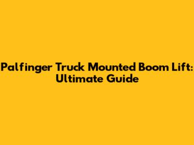 Palfinger Truck Mounted Boom Lift: Ultimate Guide