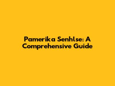 Pamerika Senhlse: A Comprehensive Guide