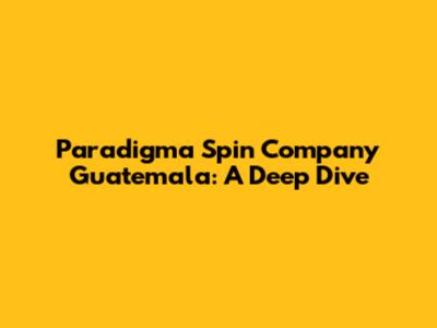 Paradigma Spin Company Guatemala: A Deep Dive