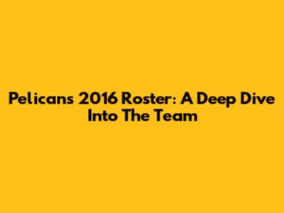 Pelicans 2016 Roster: A Deep Dive Into The Team