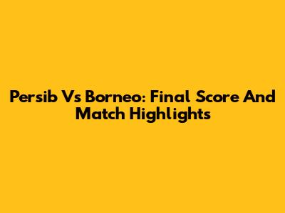 Persib Vs Borneo: Final Score And Match Highlights