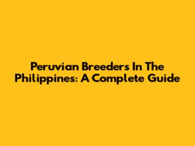 Peruvian Breeders In The Philippines: A Complete Guide