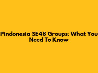Pindonesia SE48 Groups: What You Need To Know
