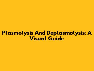 Plasmolysis And Deplasmolysis: A Visual Guide