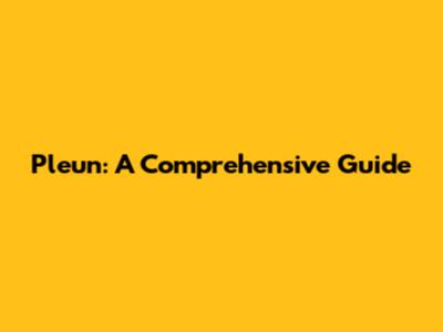 Pleun: A Comprehensive Guide