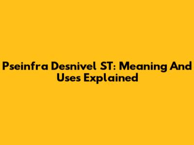 Pseinfra Desnivel ST: Meaning And Uses Explained