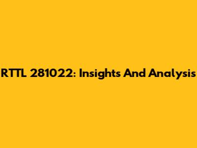 RTTL 281022: Insights And Analysis