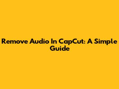 Remove Audio In CapCut: A Simple Guide