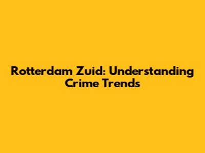 Rotterdam Zuid: Understanding Crime Trends