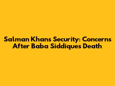 Salman Khan's Security: Concerns After Baba Siddique's Death
