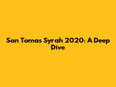 San Tomas Syrah 2020: A Deep Dive