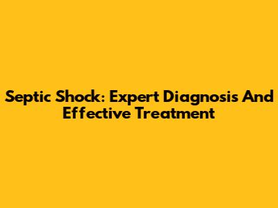 Septic Shock: Expert Diagnosis And Effective Treatment