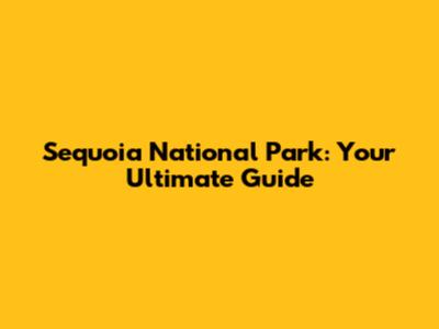 Sequoia National Park: Your Ultimate Guide