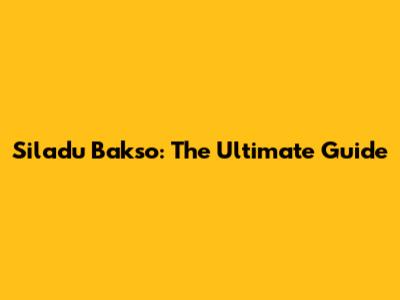 Siladu Bakso: The Ultimate Guide