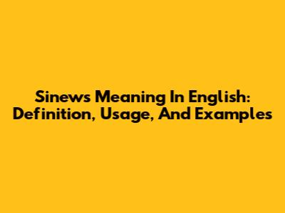 Sinews Meaning In English: Definition, Usage, And Examples