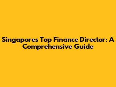 Singapore's Top Finance Director: A Comprehensive Guide