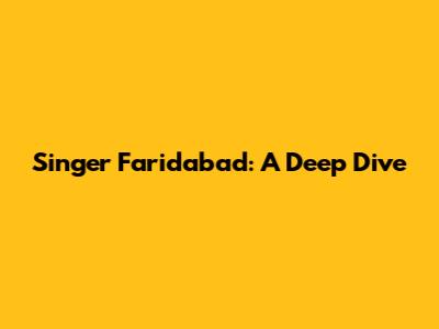 Singer Faridabad: A Deep Dive