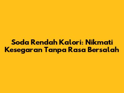 Soda Rendah Kalori: Nikmati Kesegaran Tanpa Rasa Bersalah
