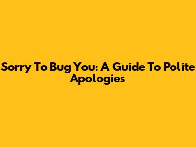Sorry To Bug You: A Guide To Polite Apologies