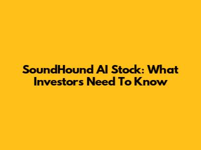 SoundHound AI Stock: What Investors Need To Know