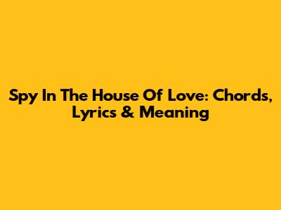 Spy In The House Of Love: Chords, Lyrics & Meaning