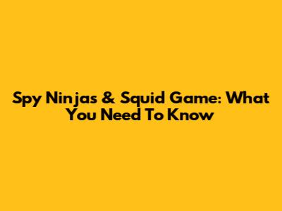 Spy Ninjas & Squid Game: What You Need To Know