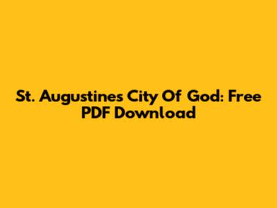 St. Augustine's City Of God: Free PDF Download