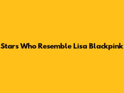 Stars Who Resemble Lisa Blackpink