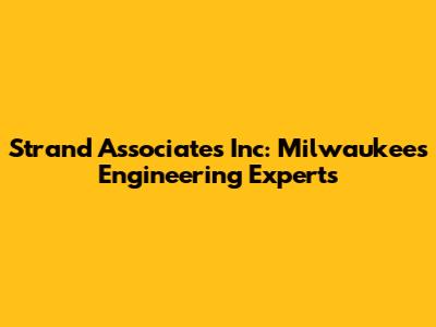 Strand Associates Inc: Milwaukee's Engineering Experts
