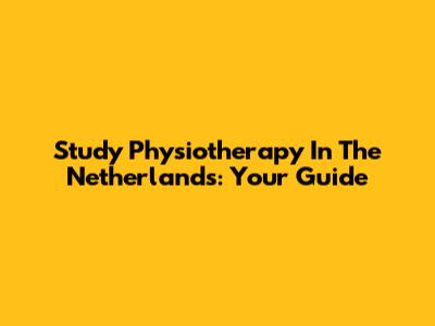 Study Physiotherapy In The Netherlands: Your Guide