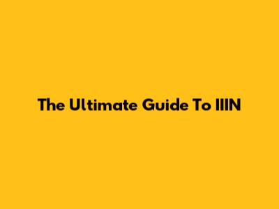 The Ultimate Guide To IIIN