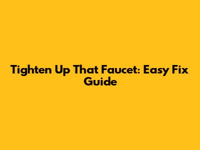 Tighten Up That Faucet: Easy Fix Guide