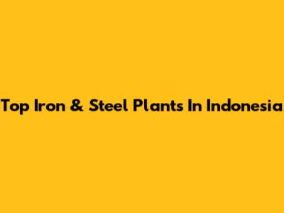 Top Iron & Steel Plants In Indonesia